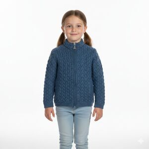 Aran Crafts Ireland 100% Merino Wool Child’s Zip Cardigan - Size Medium